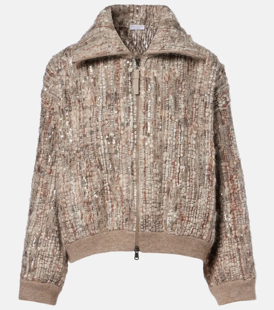 Sequined mohair-blend cardigan