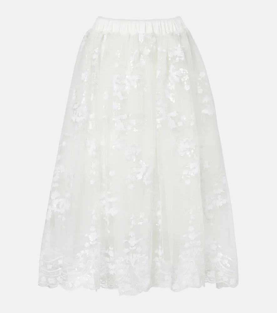 Sequined tulle midi skirt