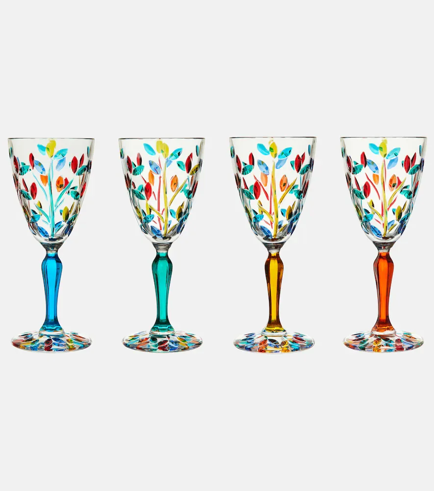 Set of 4 crystal wine glasses