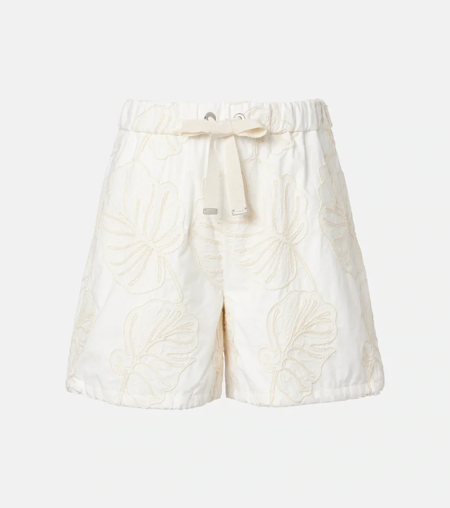 Short brodé en coton