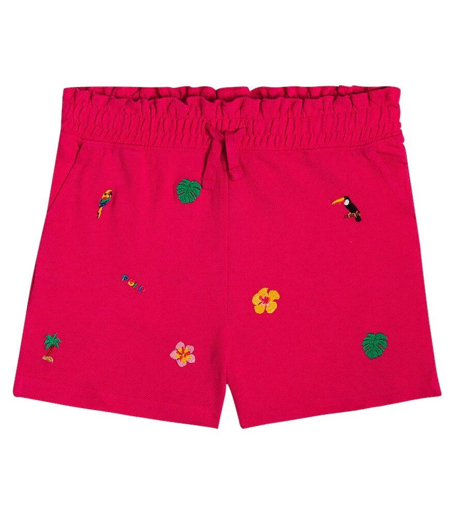 Short brodé en coton