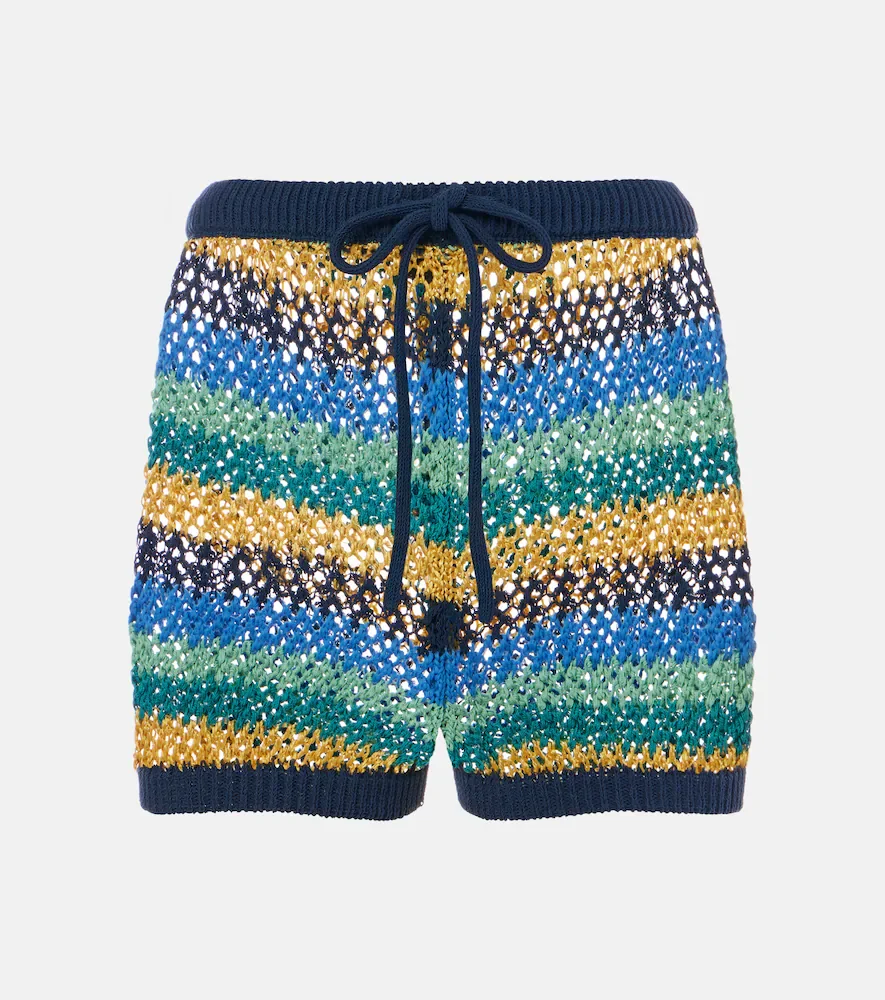 Shorts de croché de algodón a rayas