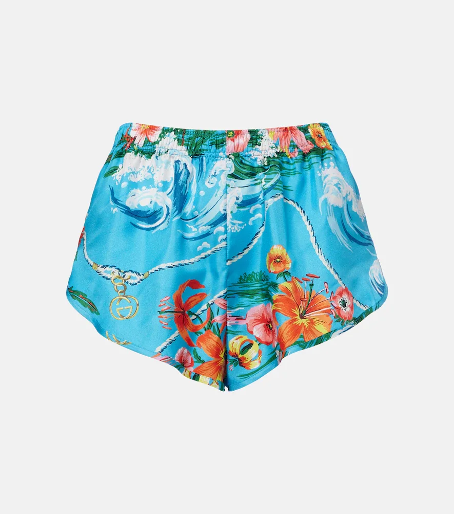 Shorts de sarga de seda estampados