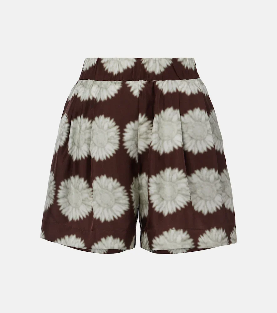 Shorts Zurich de sarga de seda estampada