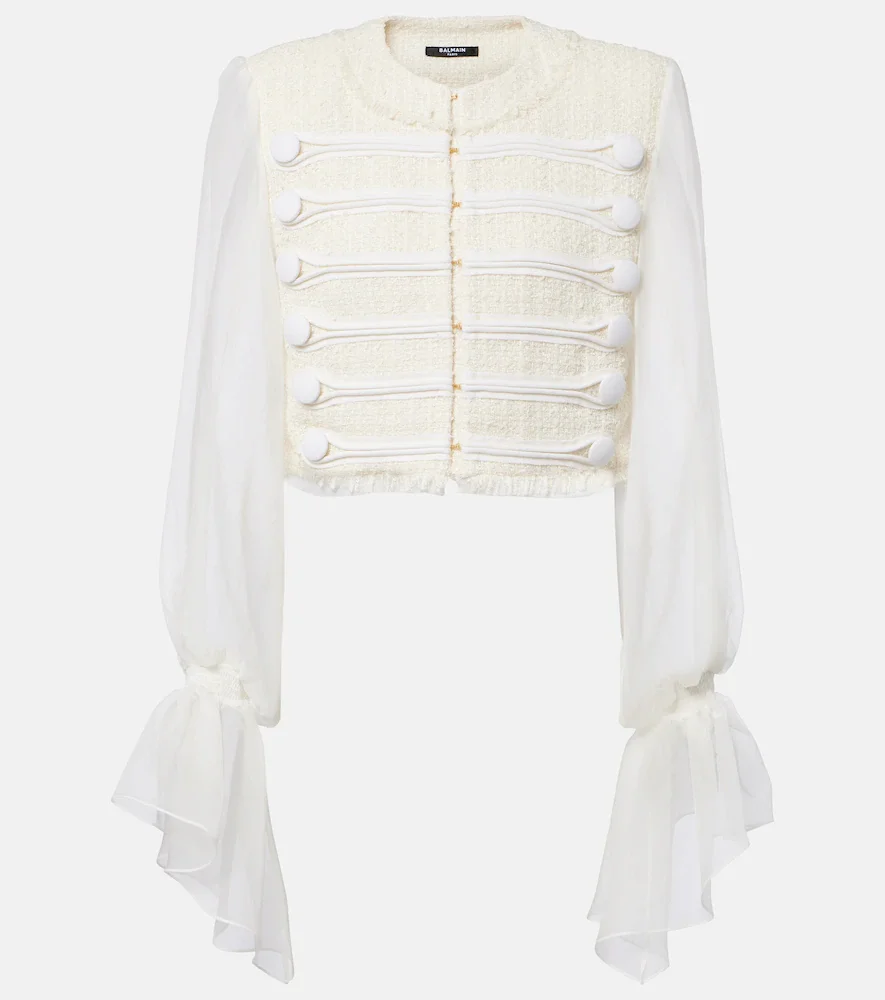 Silk-trimmed bouclé jacket
