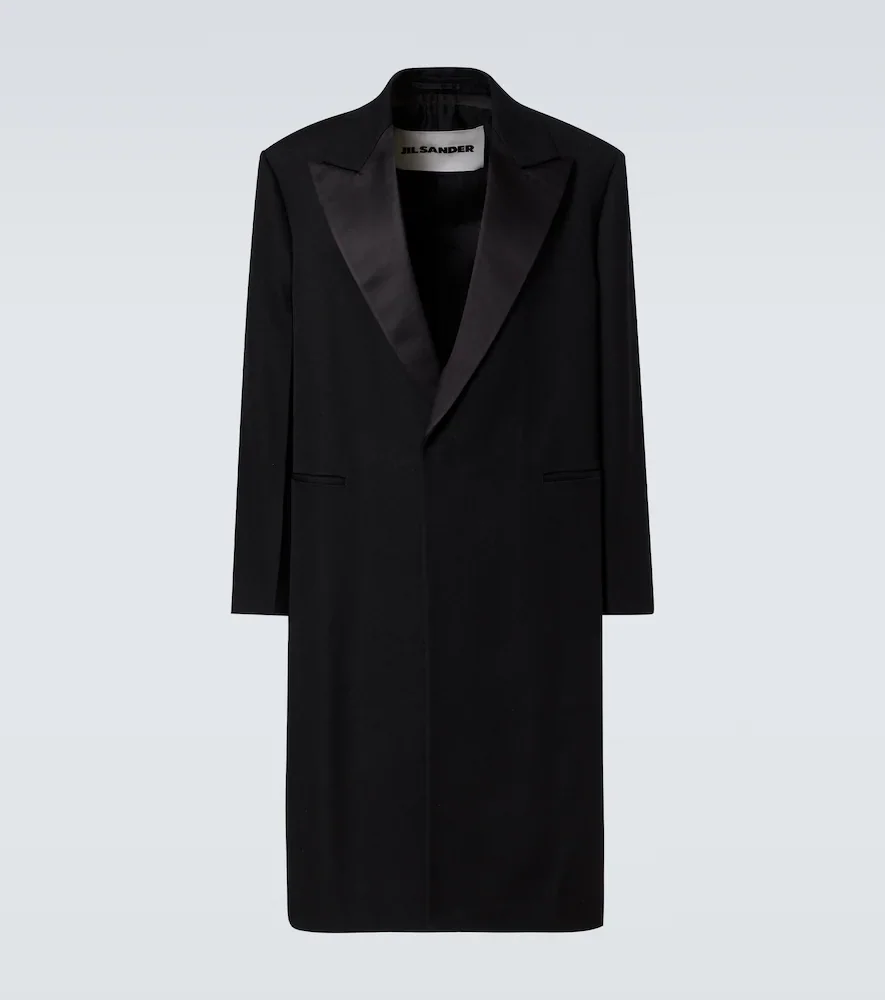 Silk-trimmed wool coat