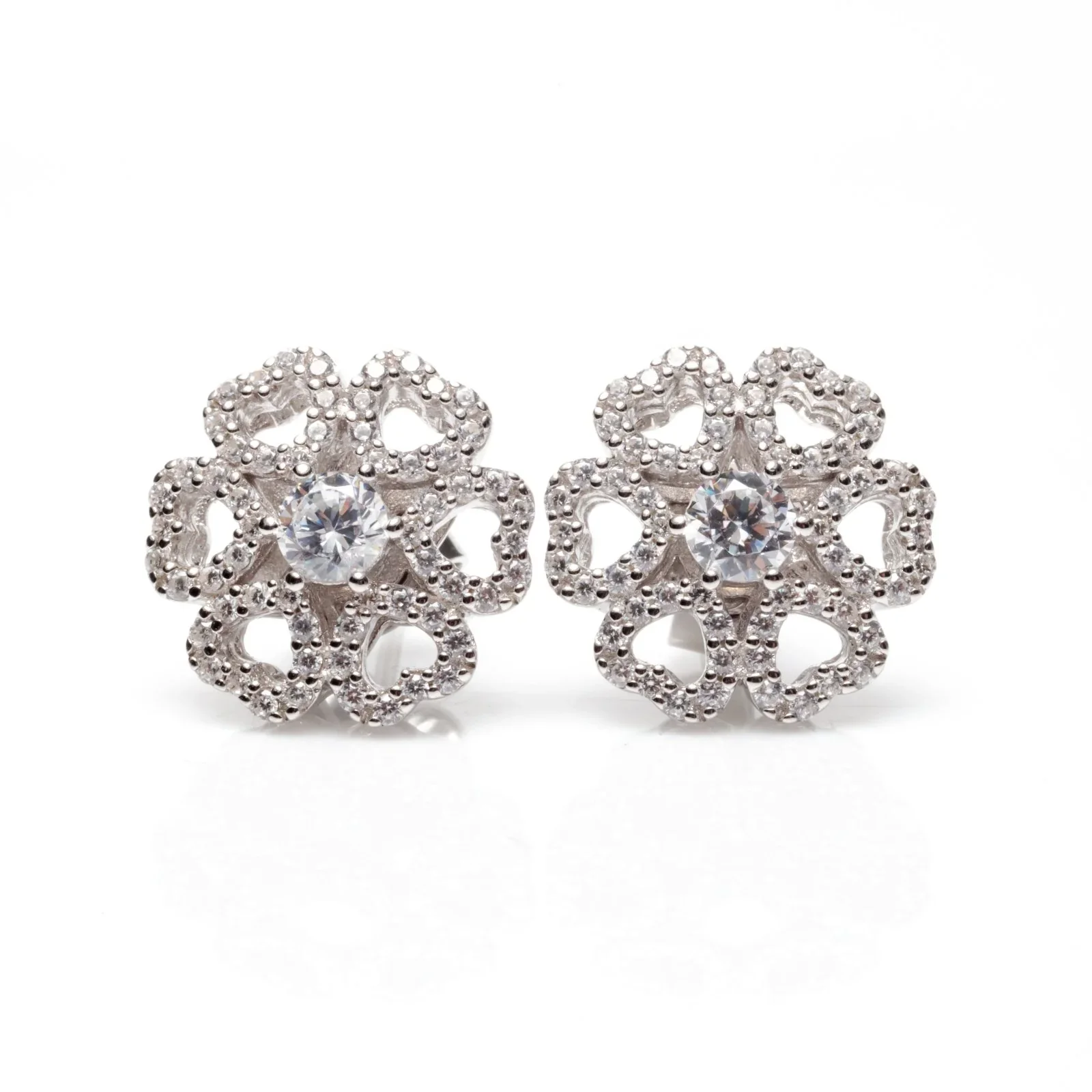 Silver Blooming Flower Earrings