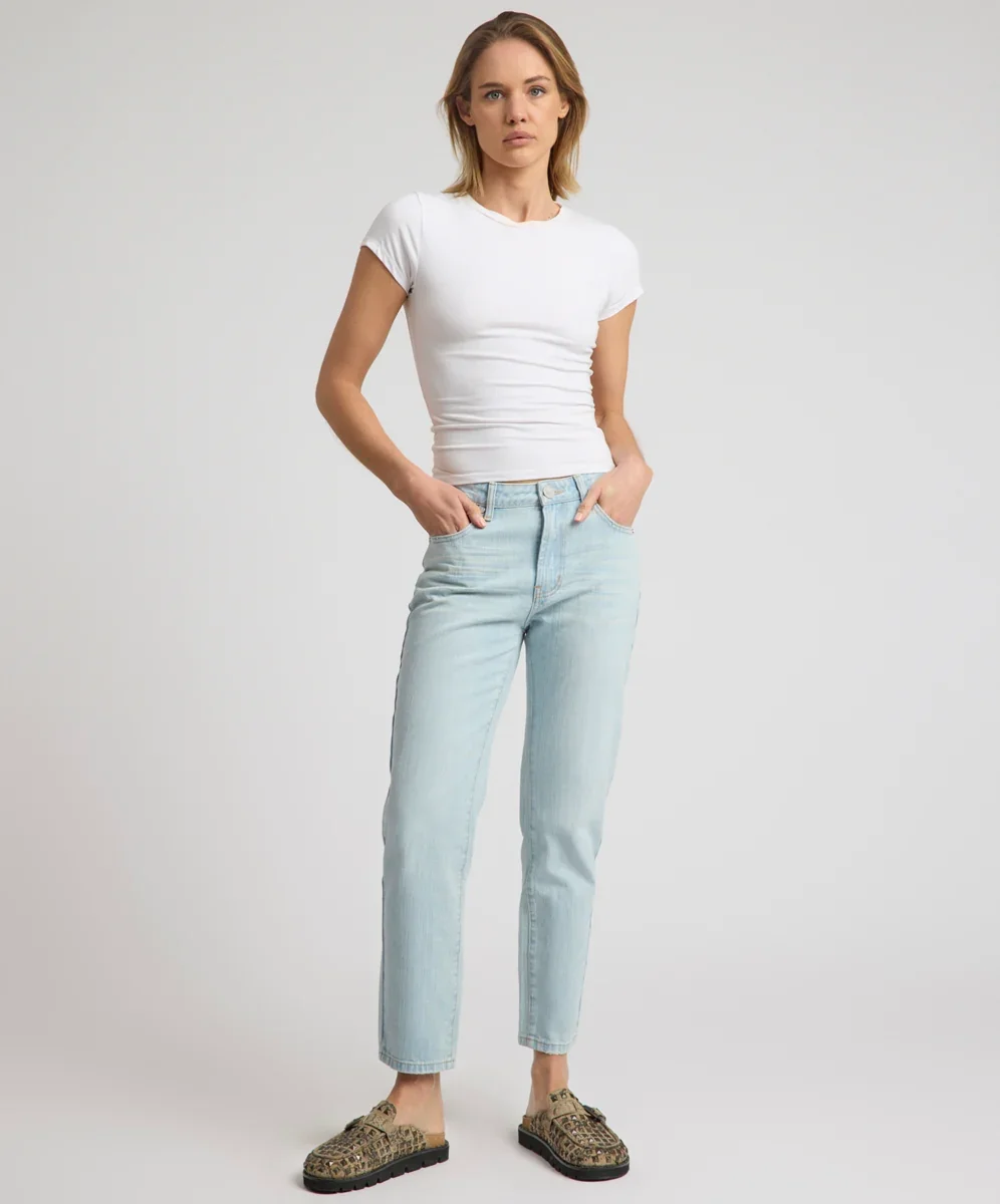 Slims High Waist Cropped Slim Fit Denim Jeans Denim Jeans - Slims Sea Mist Blue Size 24 One Teaspoon