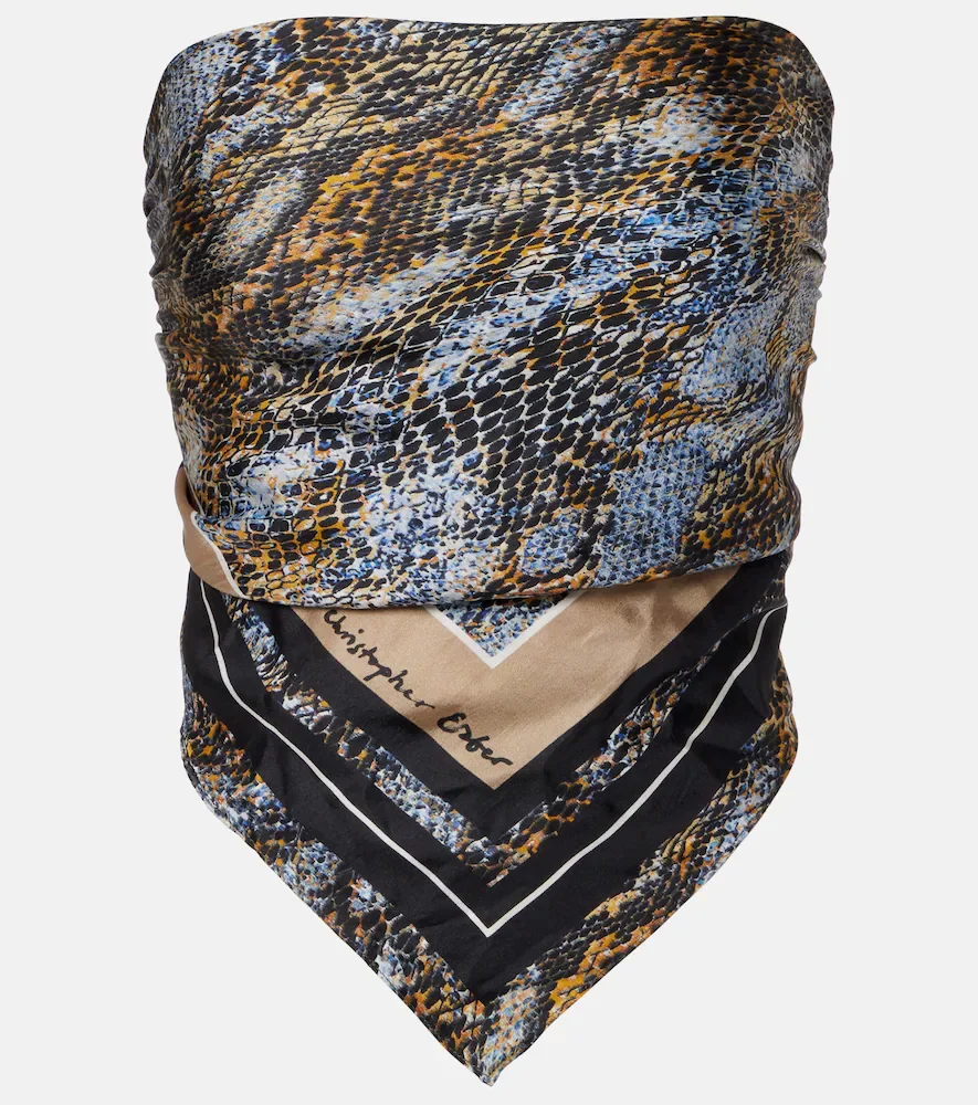 Snake-print silk scarf