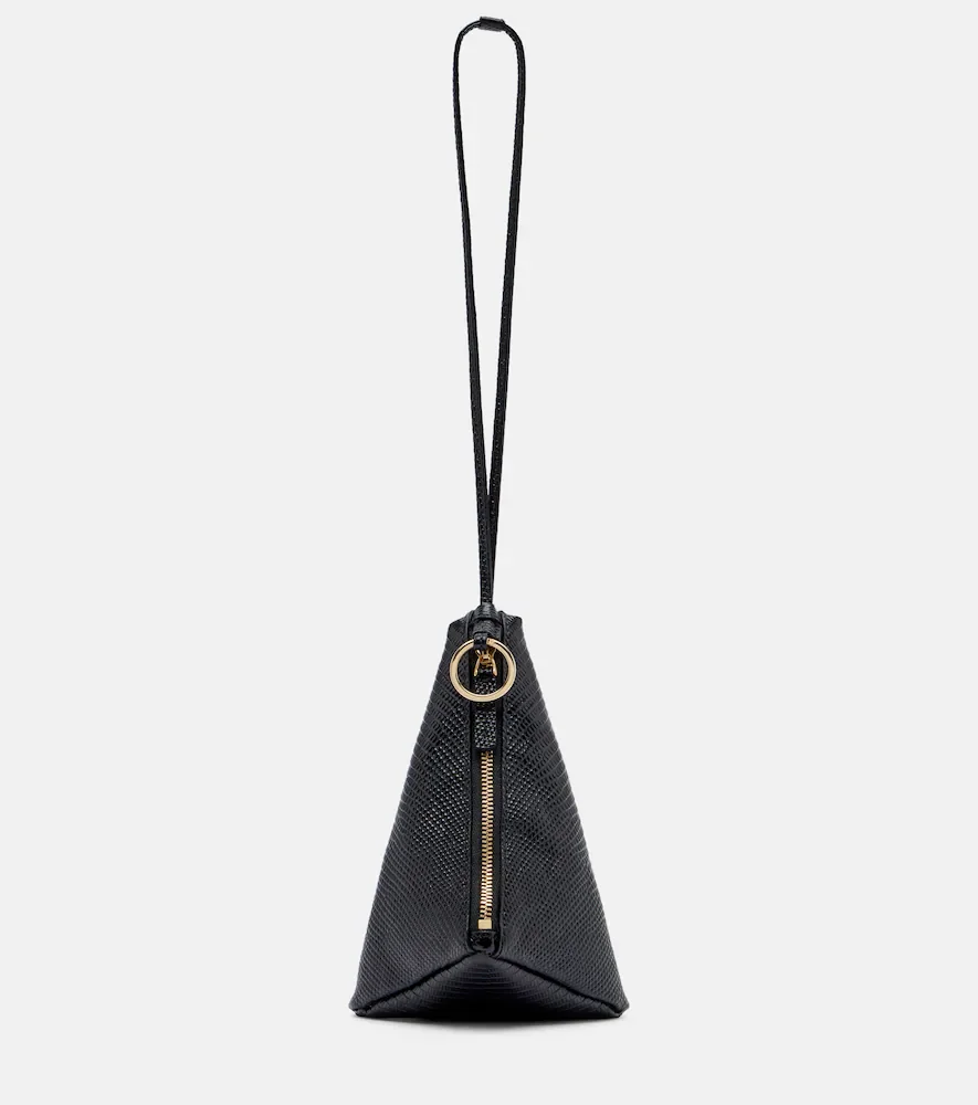 Solida Mini snake-effect leather pouch with strap