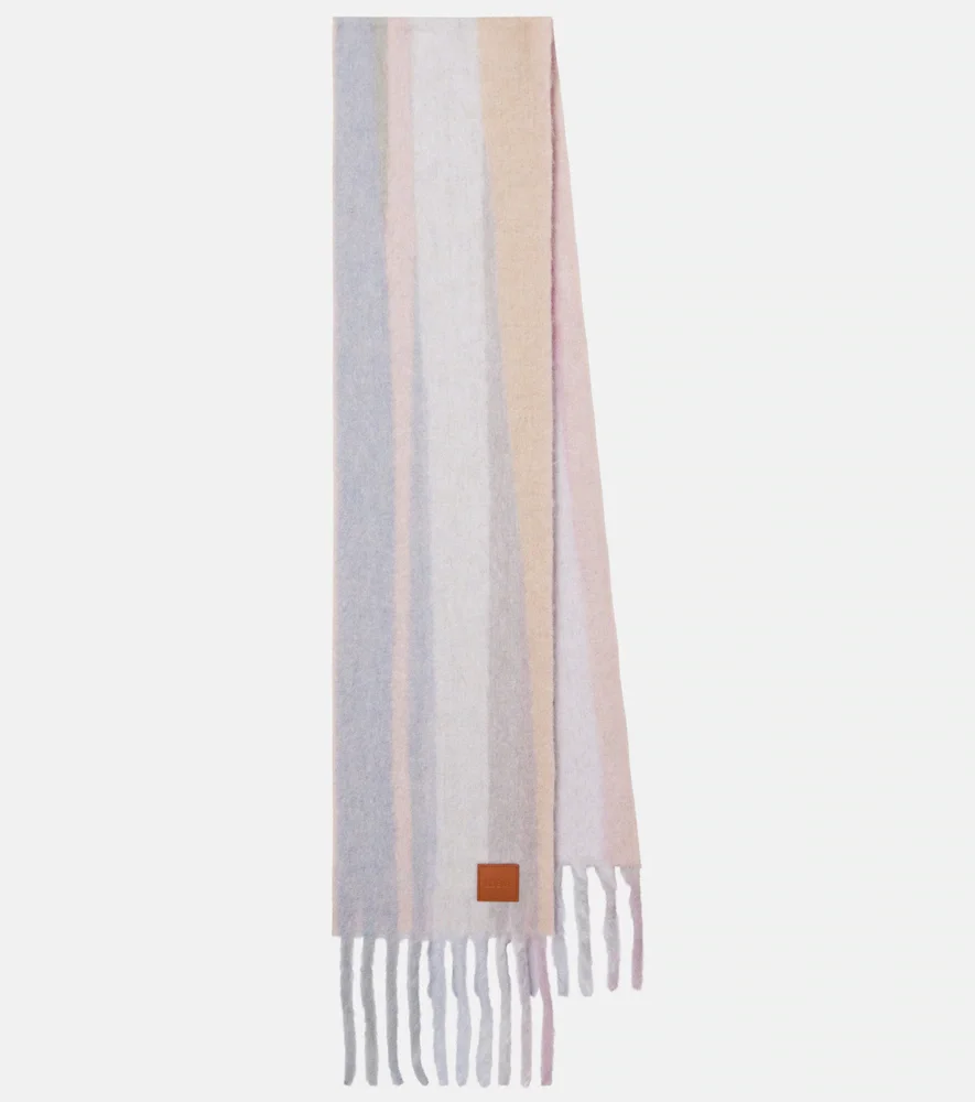Striped alpaca and wool-blend scarf