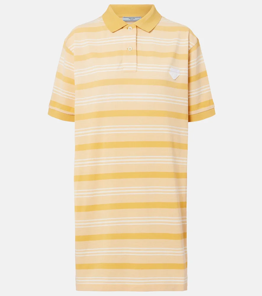 Striped cotton pique polo dress