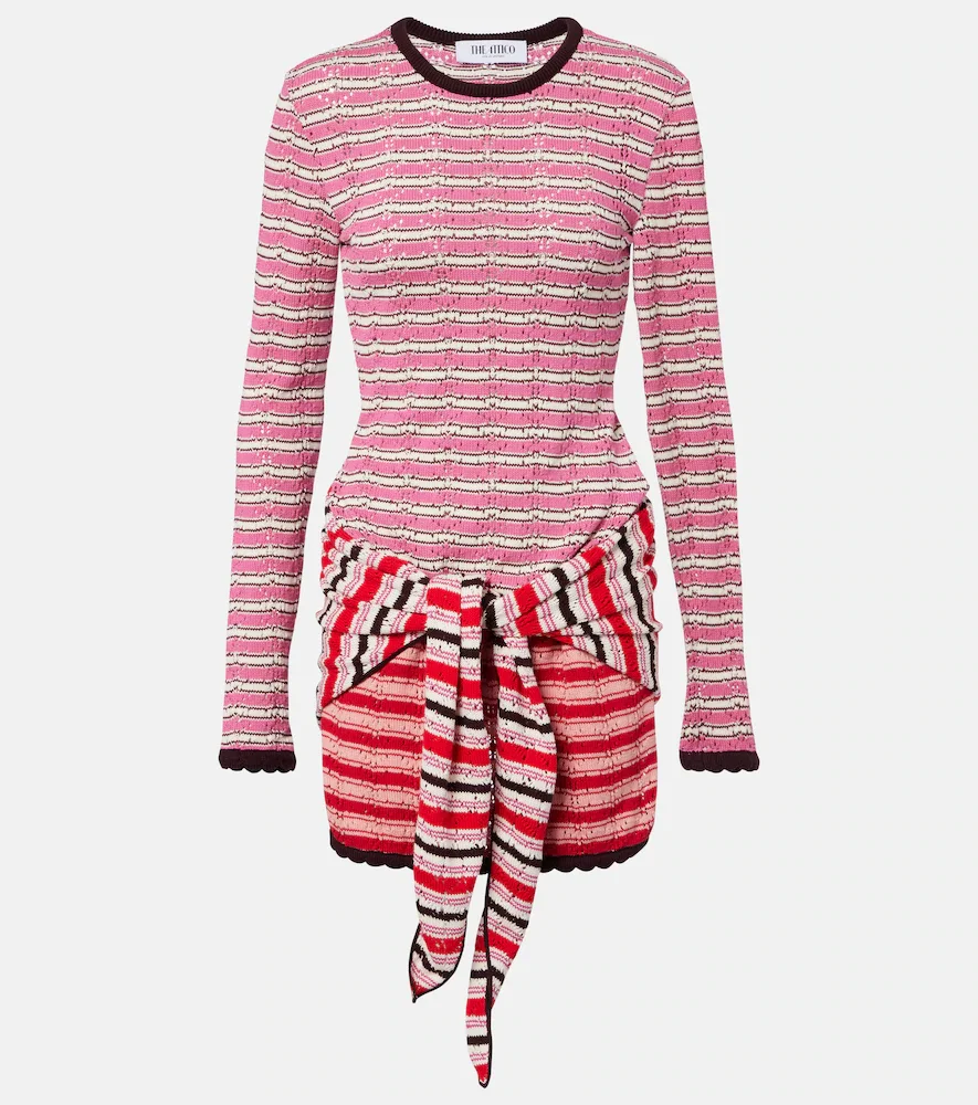 Striped crochet cotton minidress