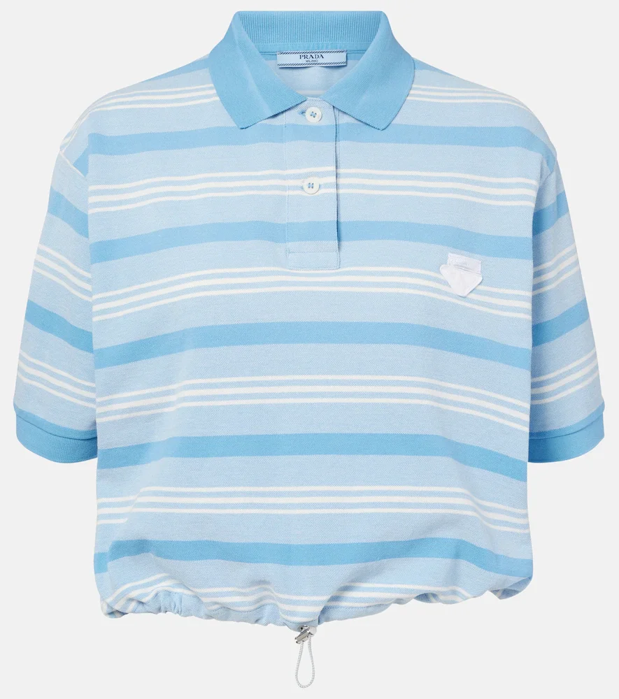 Striped cropped cotton piquà Polo Shirt