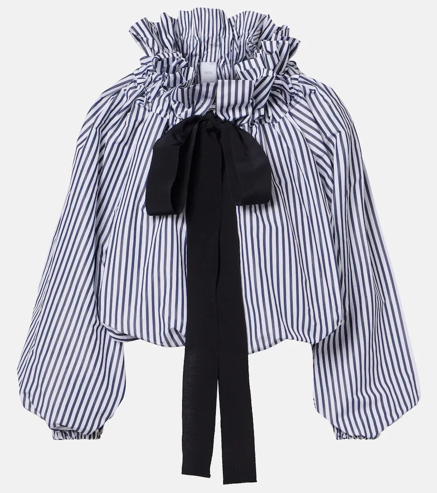 Striped gathered blouse