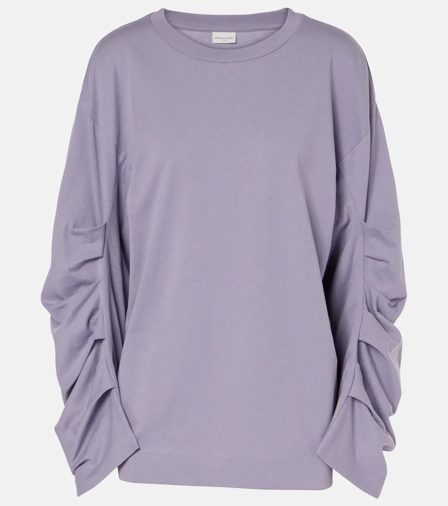 Sudadera de jersey de algodón fruncida