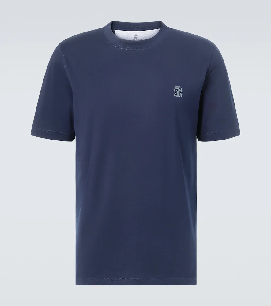 T-shirt rayé en coton à logo