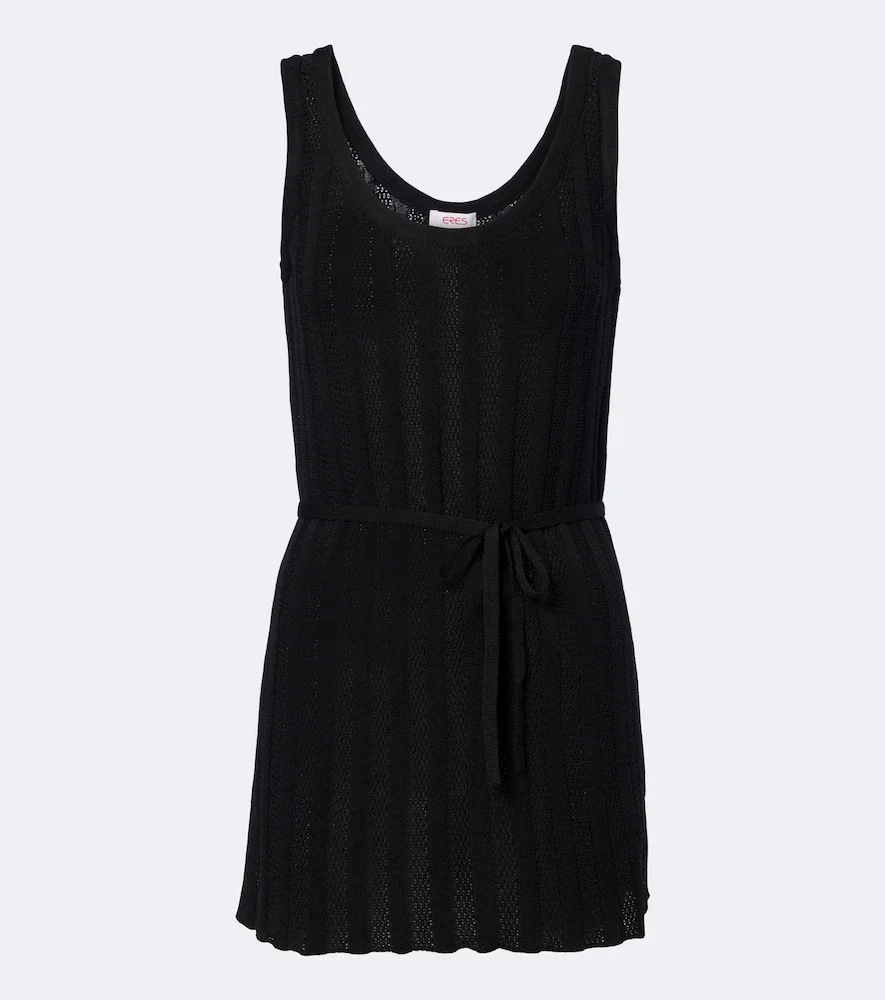 Tangente belted knitted cotton-blend top