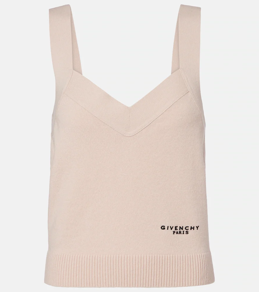 Tank top de lana y cachemir con logo
