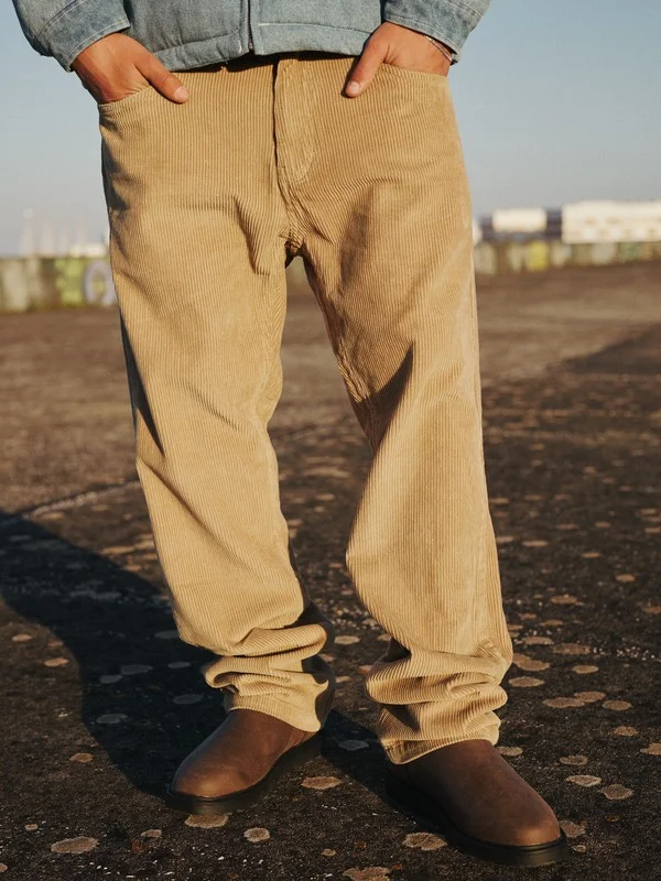 Taxer Cord - Boys 8-16 Beige Stretch Trousers