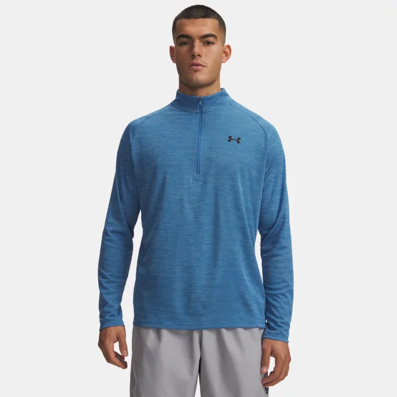 Tech Textured Men's ½ Zip Aegean Blue Black M