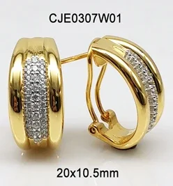Three Row Omega Back Silver Earrings