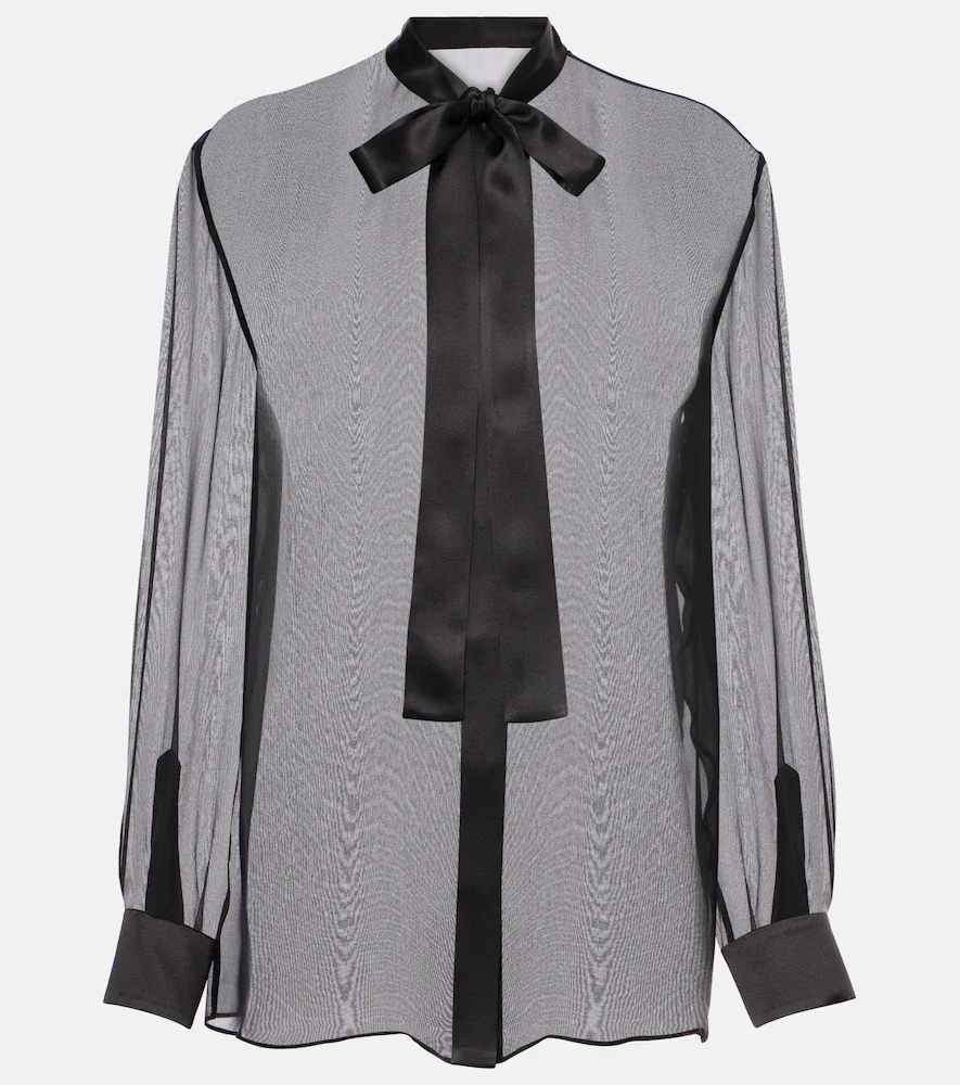 Tie-neck silk blouse