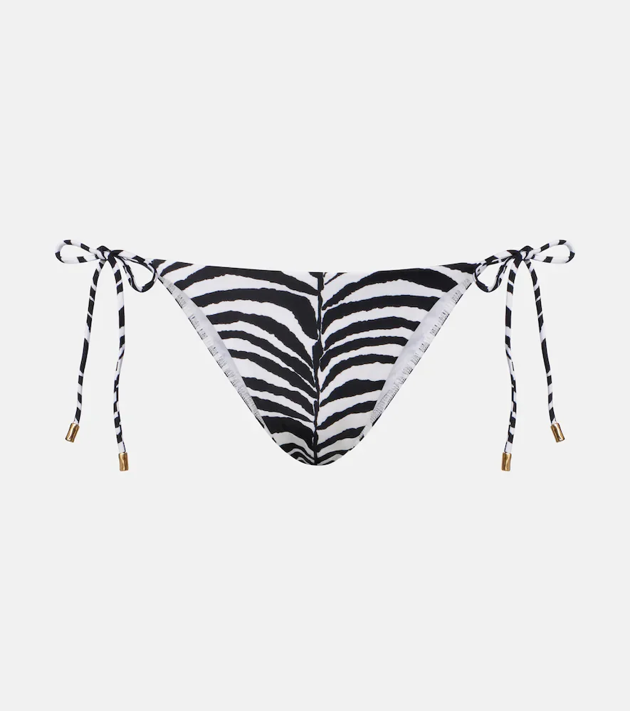 Tie Side zebra-print bikini bottoms
