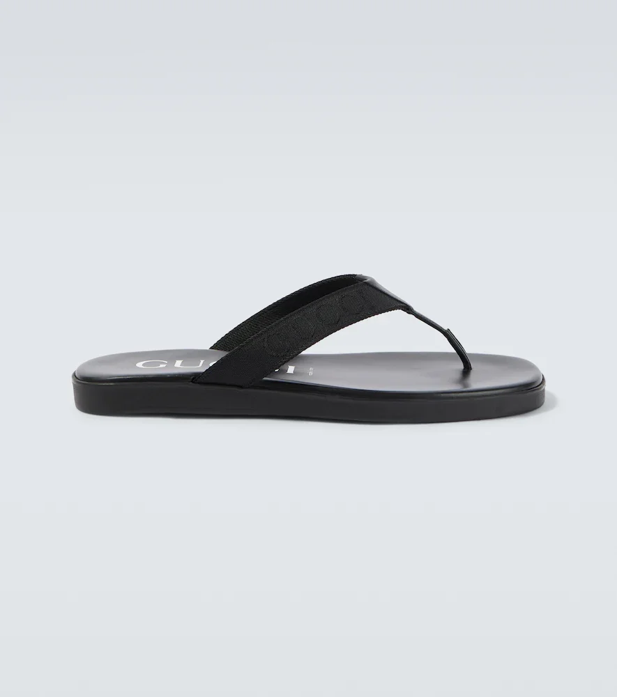 Tongs en toile et cuir à logo