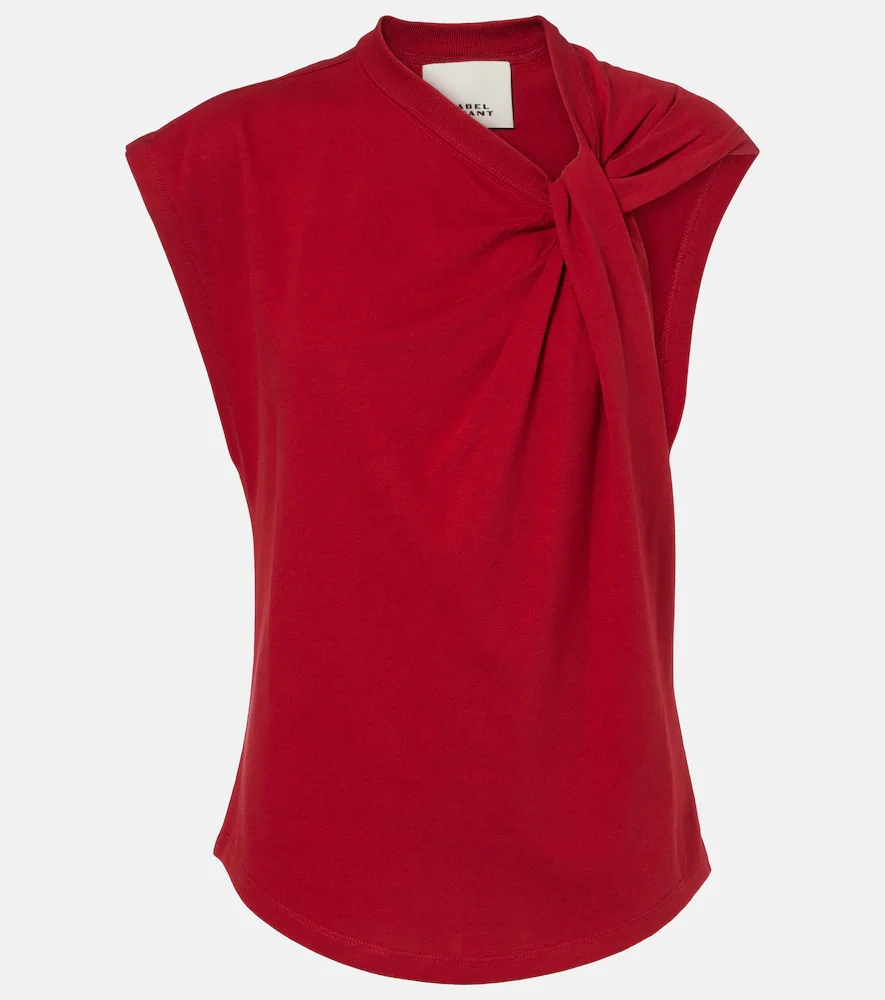 Top Naydagz de jersey de algodón drapeado
