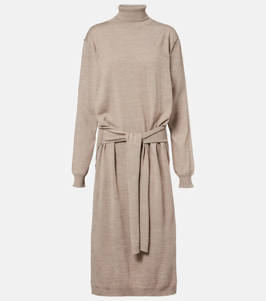 Trompe l'œil wool-blend midi dress
