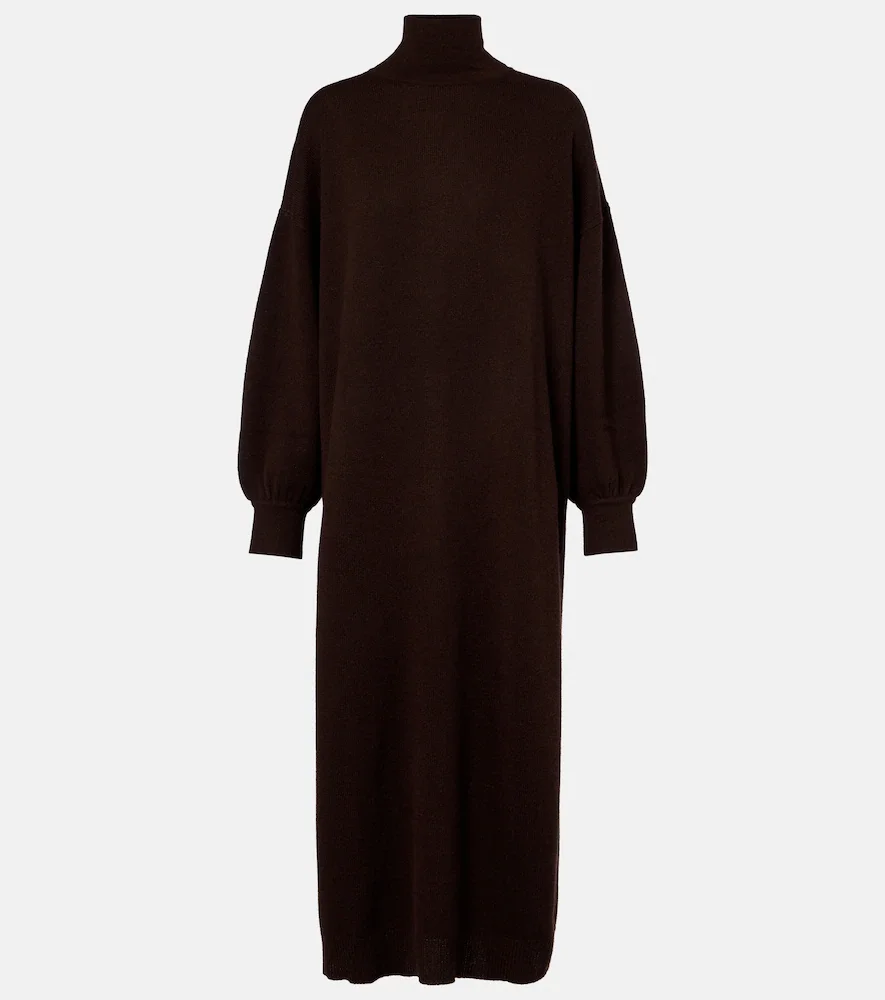 Turtleneck wool and cashmere sweater dress