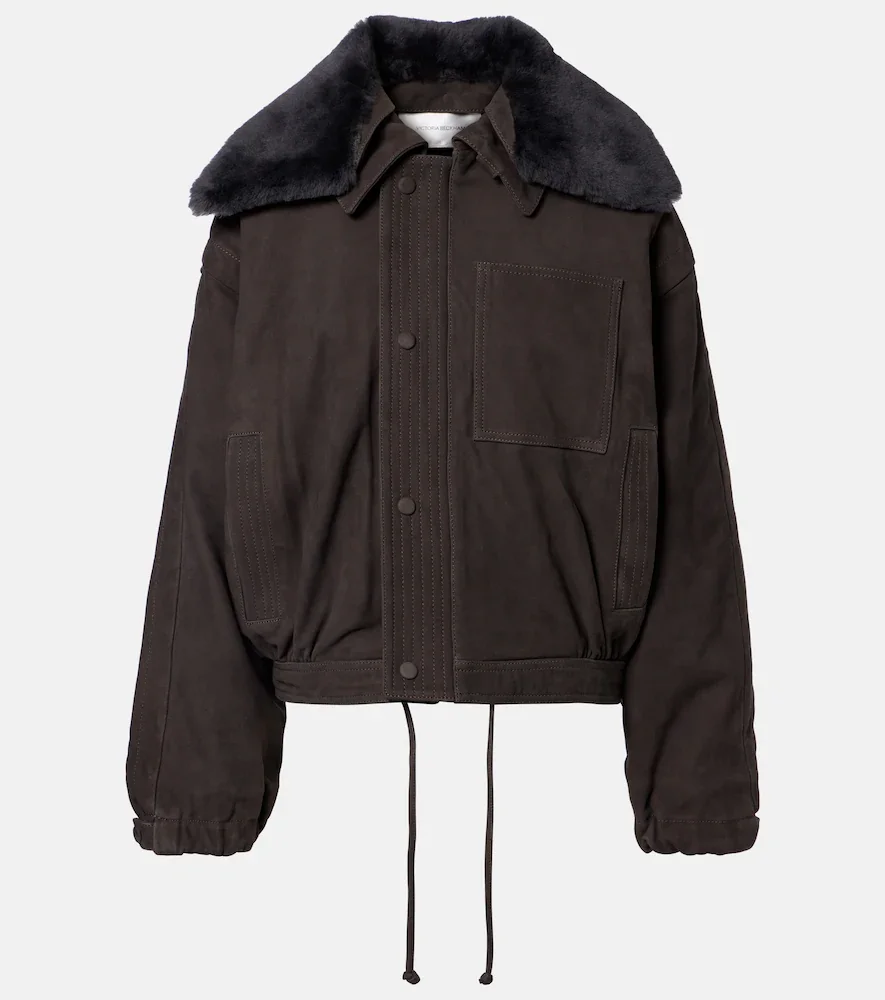 Veste blouson en daim et shearling