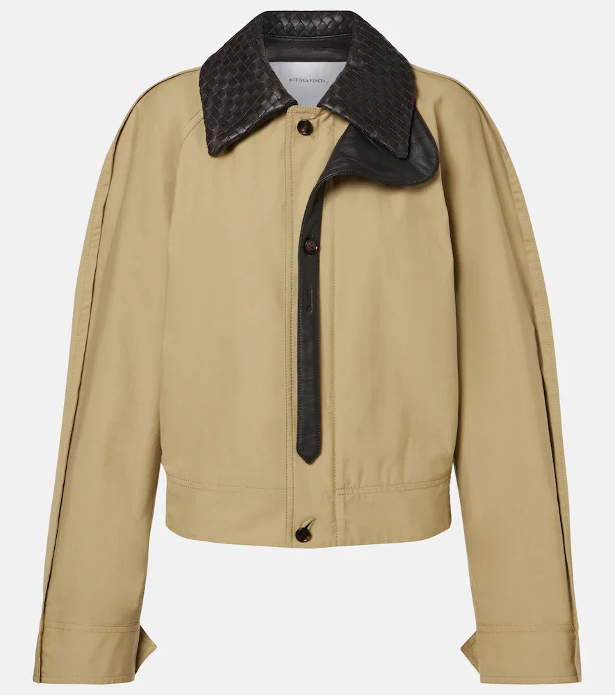 Veste blouson Intrecciato bordée de cuir