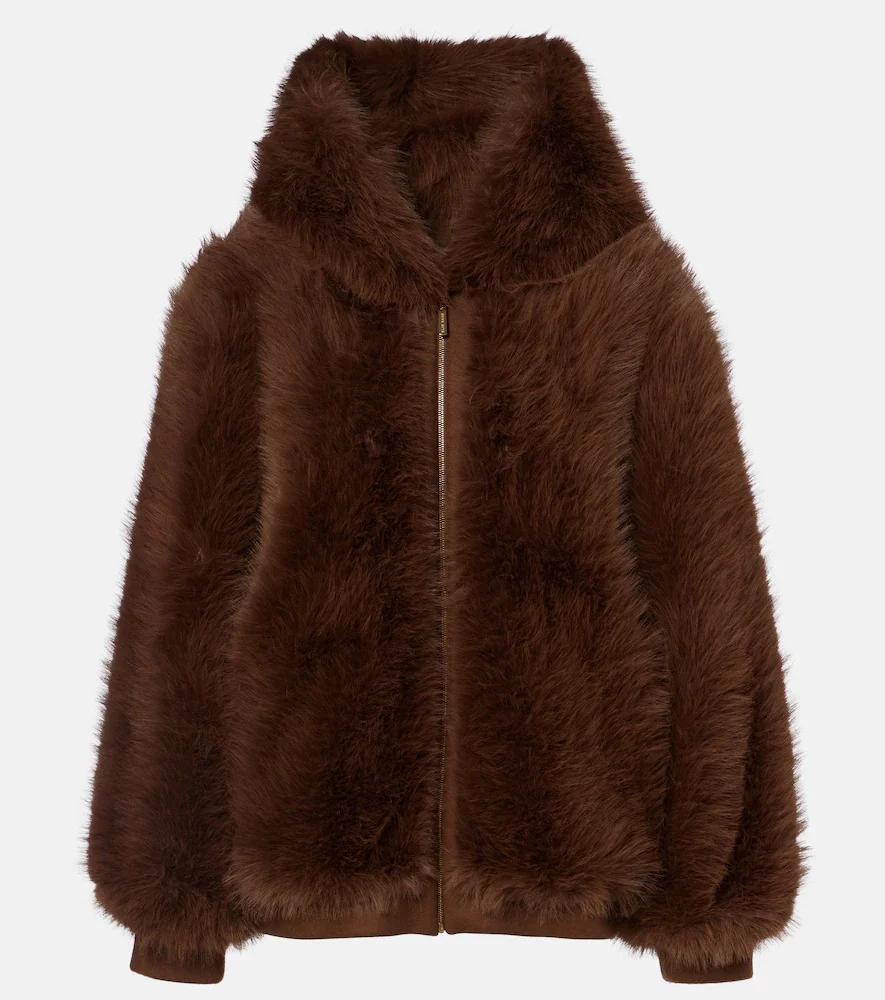 Veste en shearling à capuche