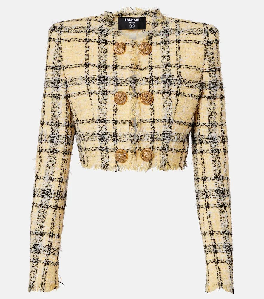 Veste raccourcie en tweed à sequins