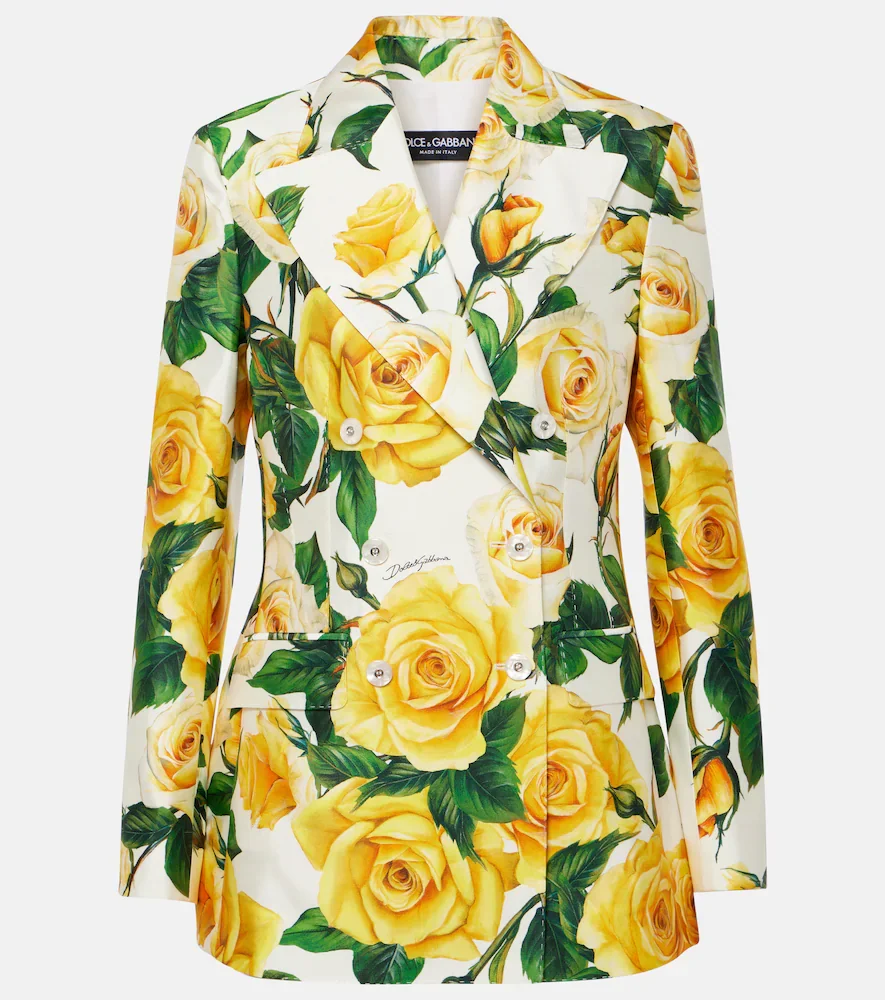 Veste Turlington en soie mélangée à fleurs