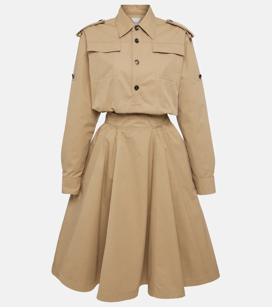Vestido camisero de sarga de algodón