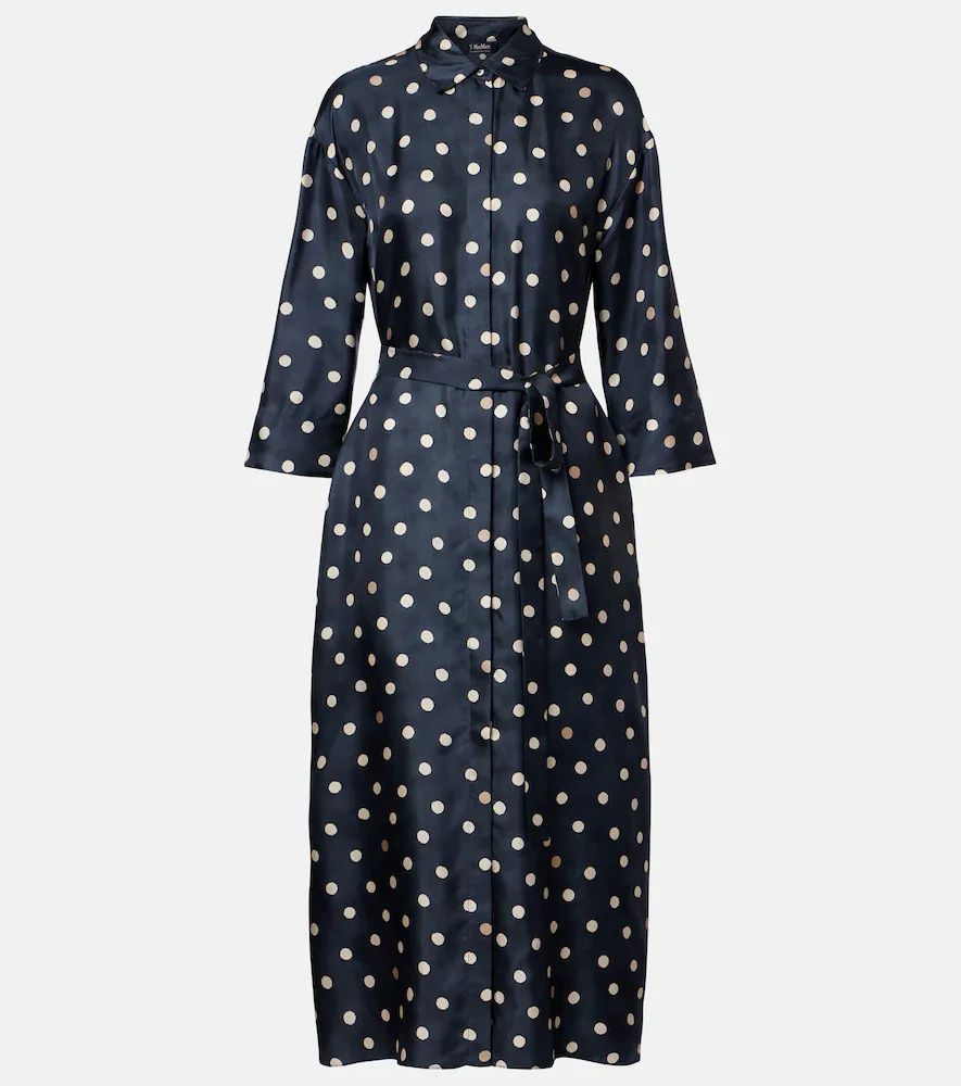 Vestido camisero Leva de sarga de seda estampado