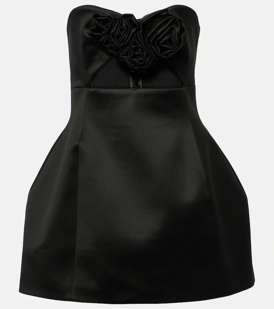 Vestido corto bustier con aplique floral