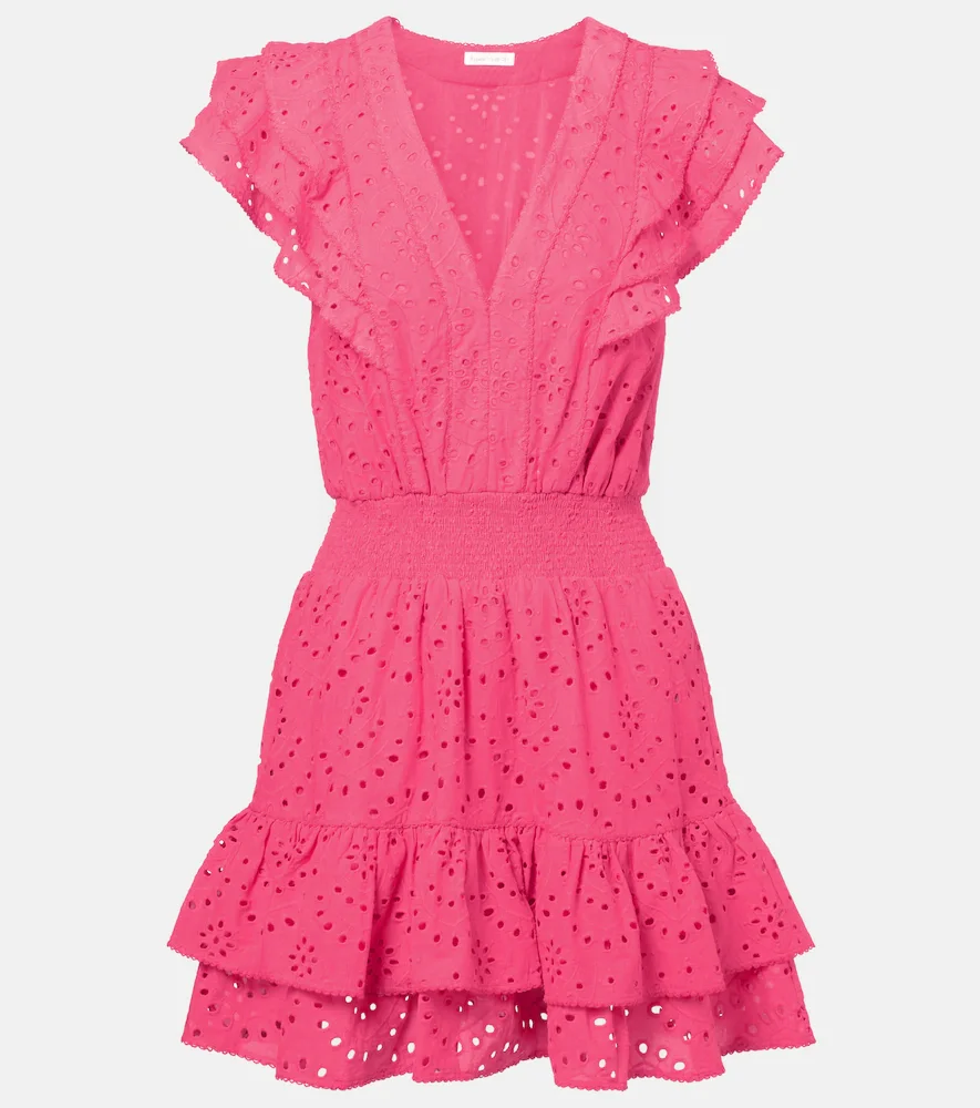 Vestido corto Camila de algodón fruncido