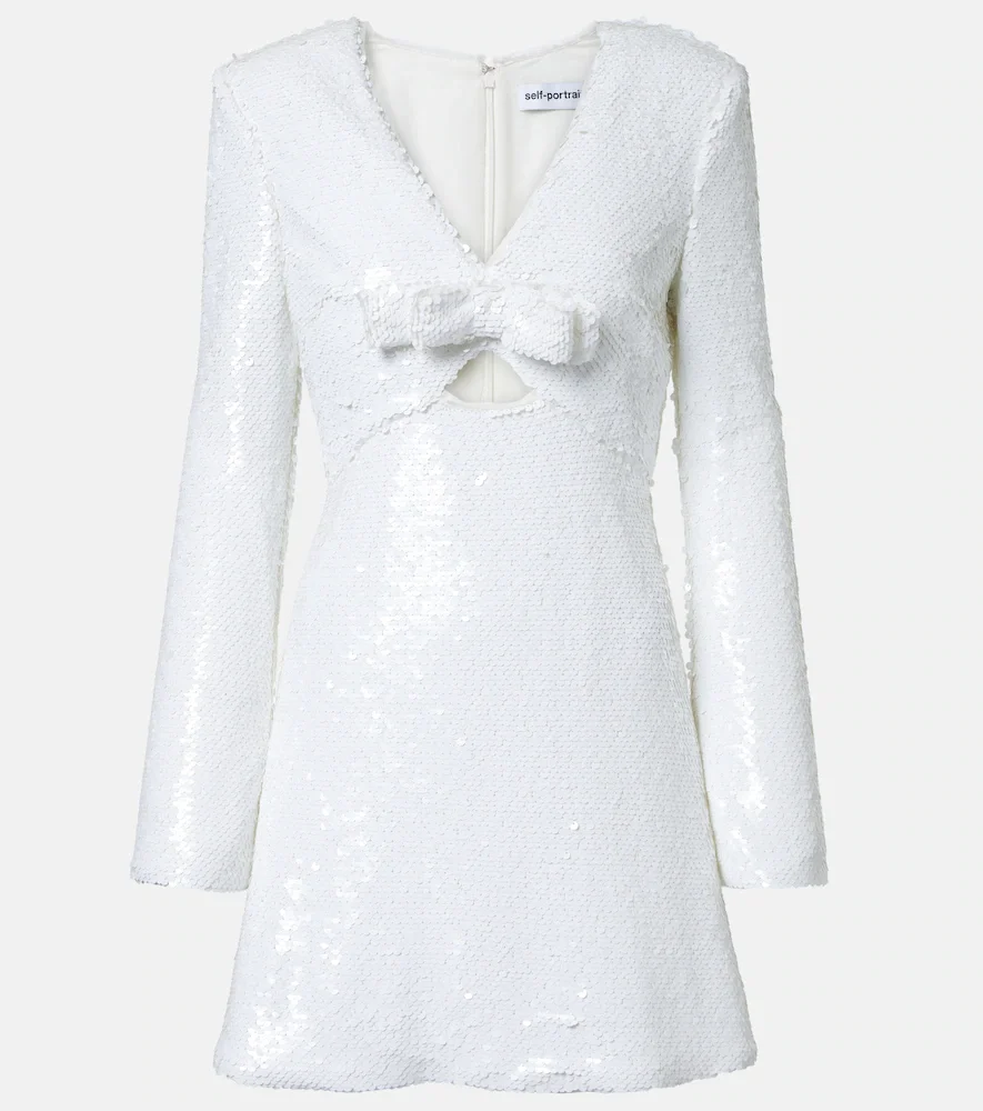 Vestido corto con lazo y lentejuelas