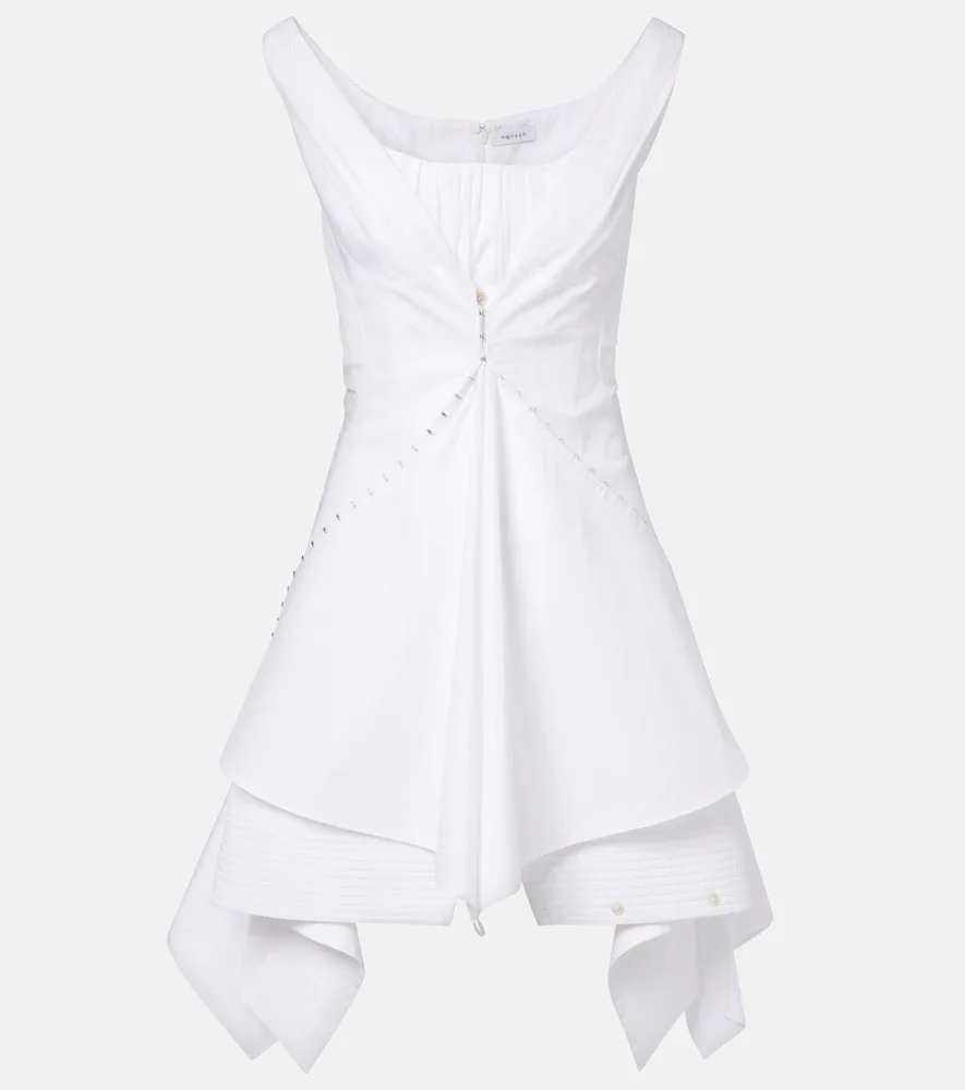 Vestido corto de algodón con volantes