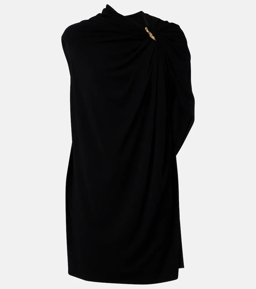 Vestido corto de crepé drapeado