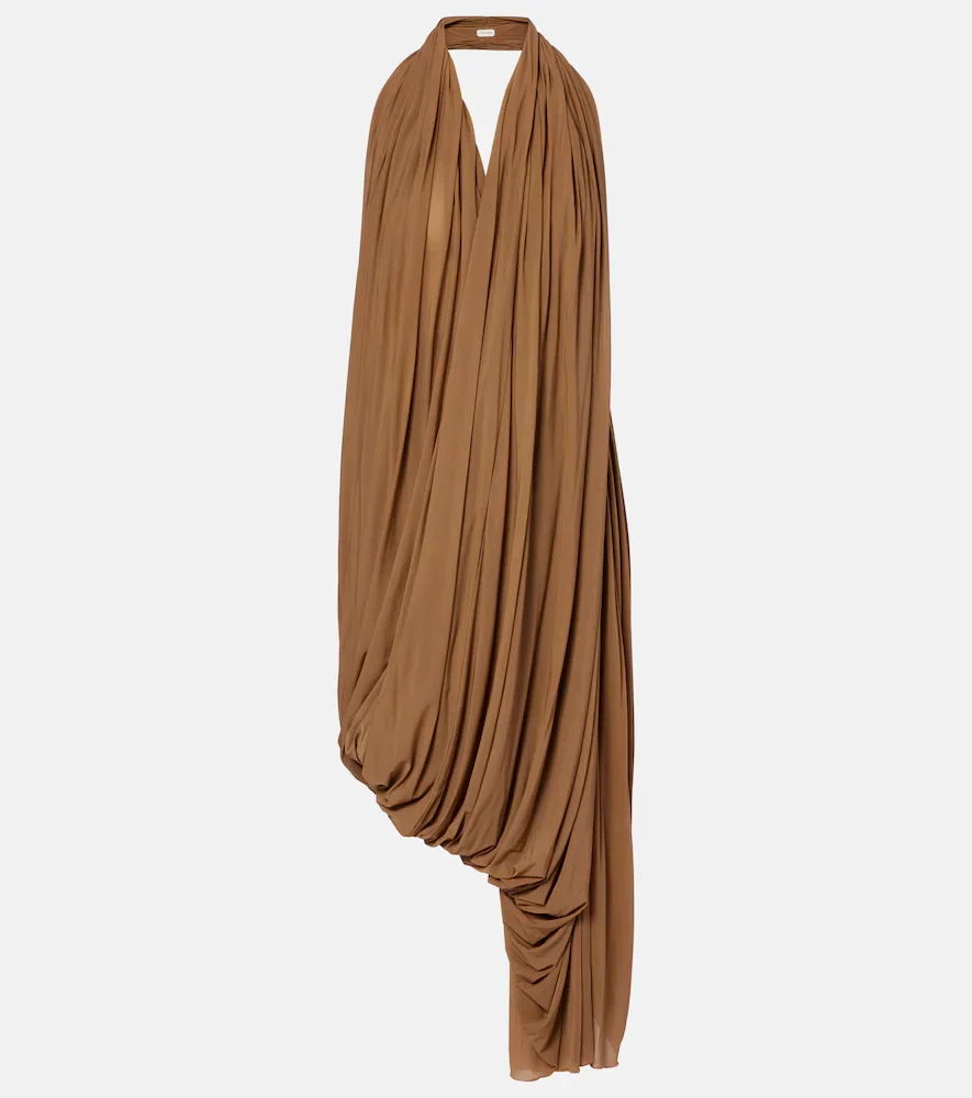 Vestido de cóctel drapeado con espalda abierta