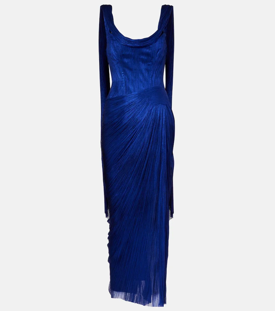 Vestido de fiesta bustier Faye de tul de seda metalizada