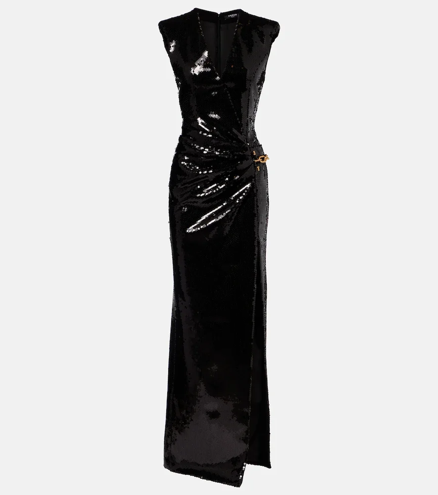 Vestido de fiesta con lentejuelas y cadema