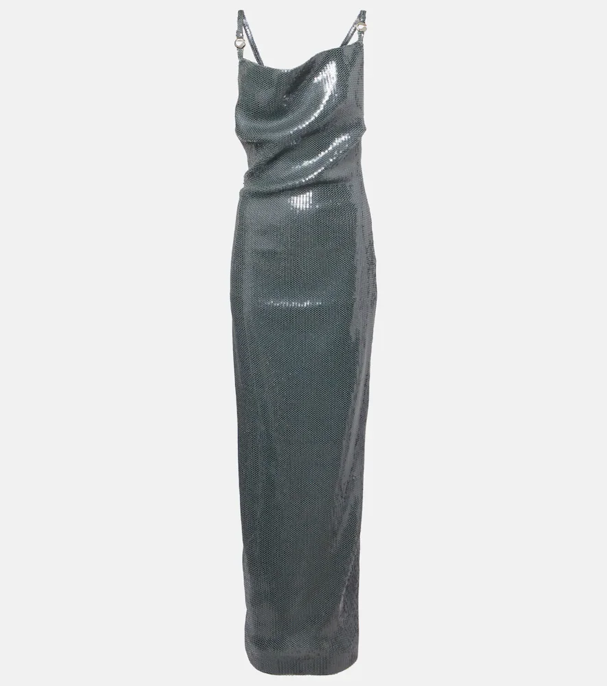 Vestido de fiesta drapeado con lentejuelas