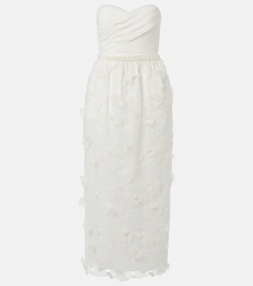 Vestido de novia de organza con apliques florales