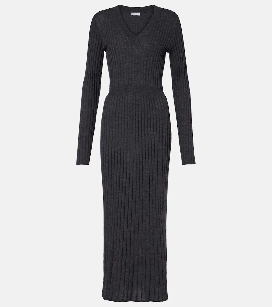 Vestido de punto trenzado de lana virgen